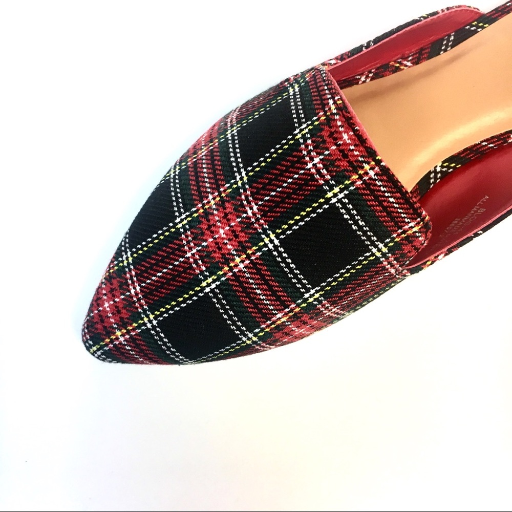 LAST PAIR Tweed Plaid Mules - Red Tartan Flat - Picture 8 of 8